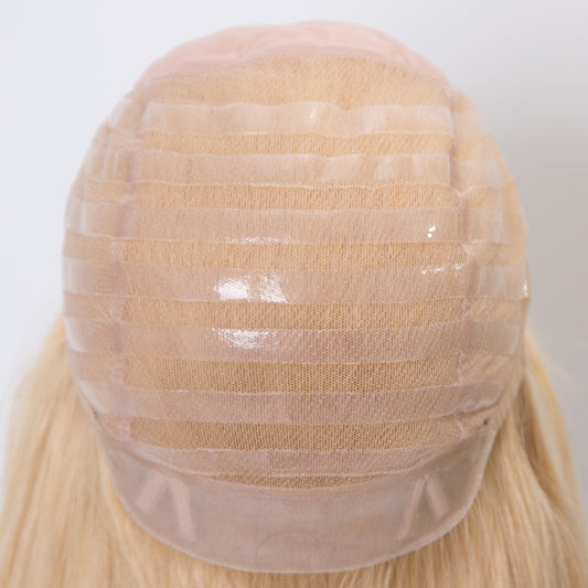 Customization blonde #27 color human hair medical wigs full hand tied with 5*5 inch silk top wig