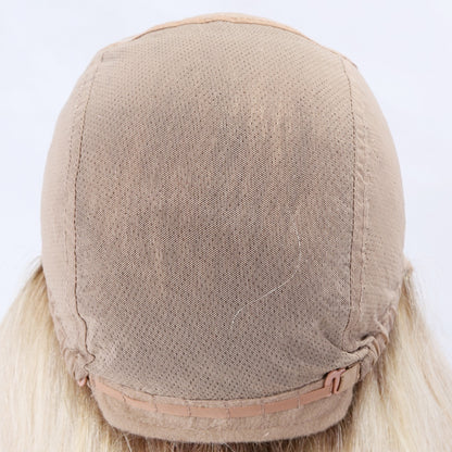 super double drawn european human hair 60 density balayage blonde brown color Invisible knots glueless silk base full lace wig