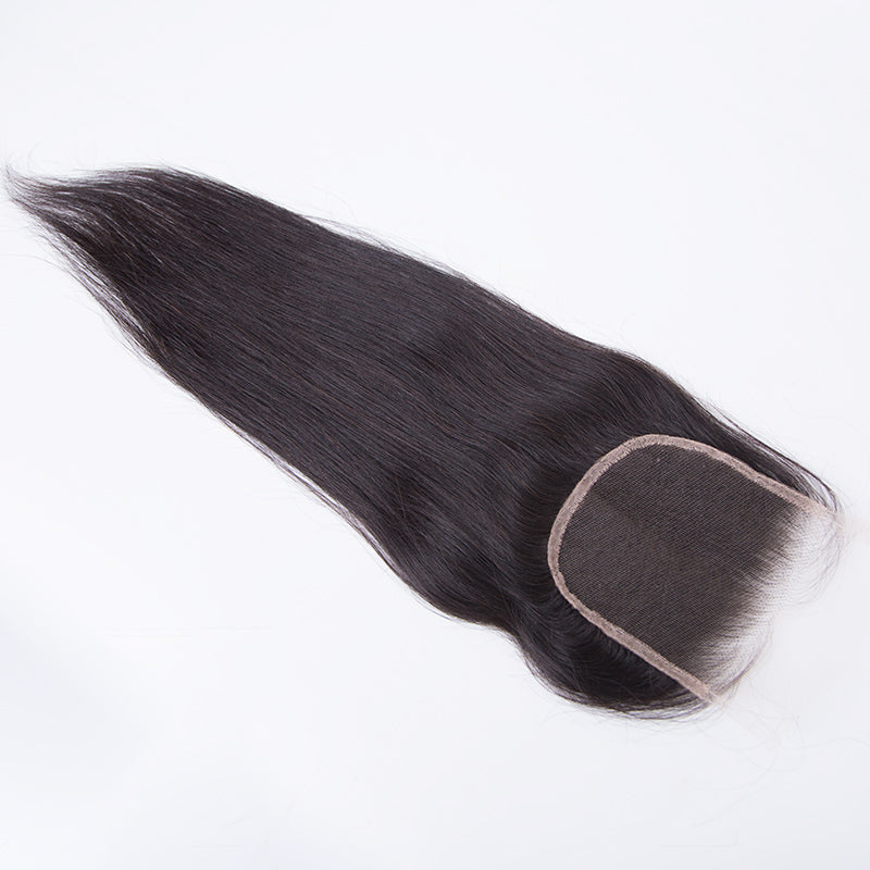 Hd lace 5x5 closure natural black color 120% density straight hair in stock