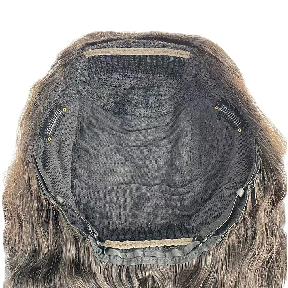 Dark Brown Jewish Human Hair Half Wigs Unprocessed Virgin Brazilian 3/4 Half Wigs Body Wave Kosher None Lace Wigs