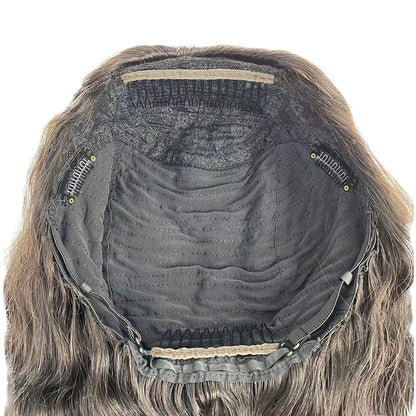 Dark Brown Jewish Human Hair Half Wigs Unprocessed Virgin Brazilian 3/4 Half Wigs Body Wave Kosher None Lace Wigs