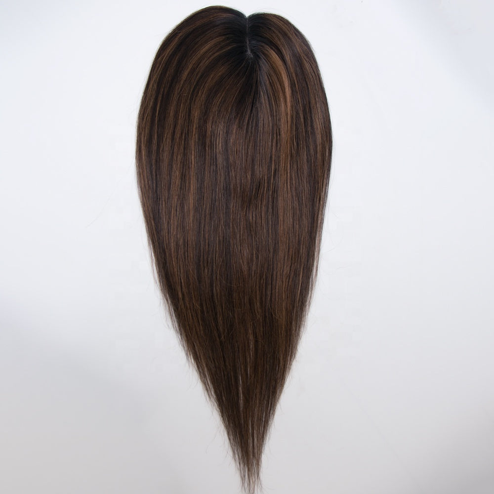 3X6 size mono topper pu around dark brown balayage color high quality human virgin hair topper