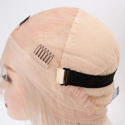 Angie White Blonde 10A Grade Cuticle Aligned  Hand Tied Invisible Knots 100% Virgin European Hair 5x5 Silk Top