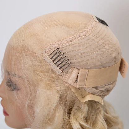 VALENCIA Curly texture Platinum blonde Color short BOB Wig Transparent HD Lace front European virgin Hair Wig