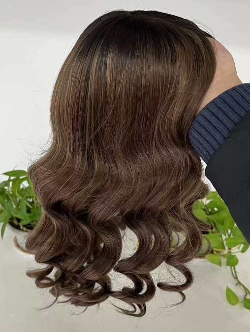 Samantha Natural Brown Balayage 7*8" Silk Base Grade 12 A 100% European Virgin Remy Human Hair Topper