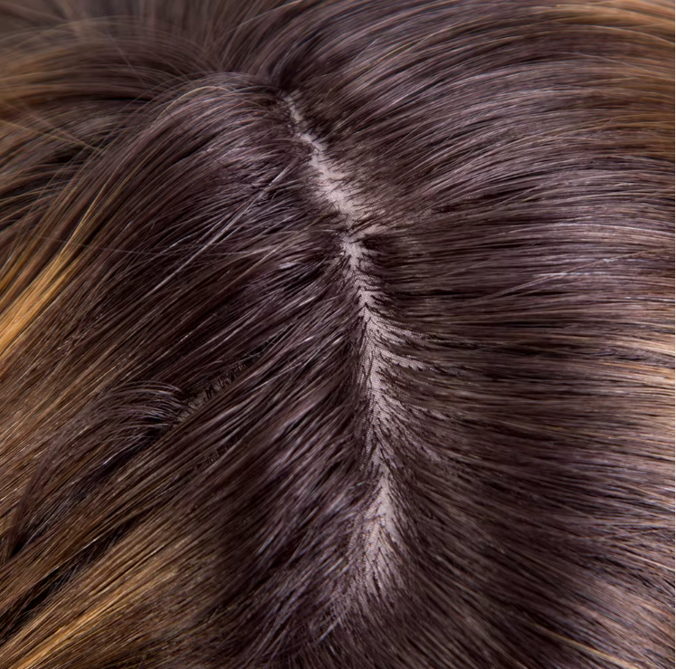 Samantha Natural Brown Balayage 7*8" Silk Base Grade 12 A 100% European Virgin Remy Human Hair Topper