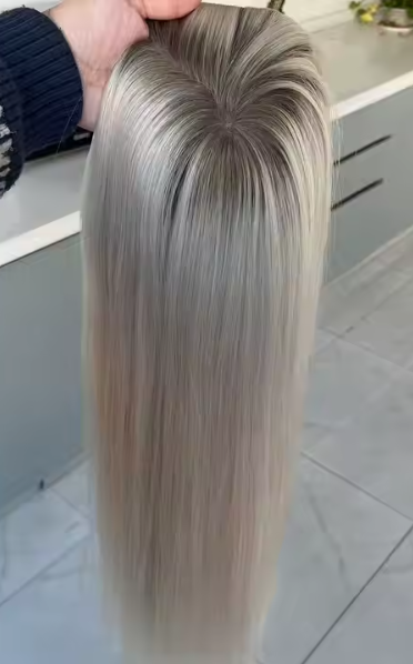 Miranda Rooted White Blonde Grade 12A 100% European Virgin Human Hair Silk Base
