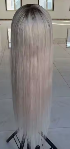 Miranda Rooted White Blonde Grade 12A 100% European Virgin Human Hair Silk Base