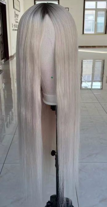 Miranda Rooted White Blonde Grade 12A 100% European Virgin Human Hair Silk Base