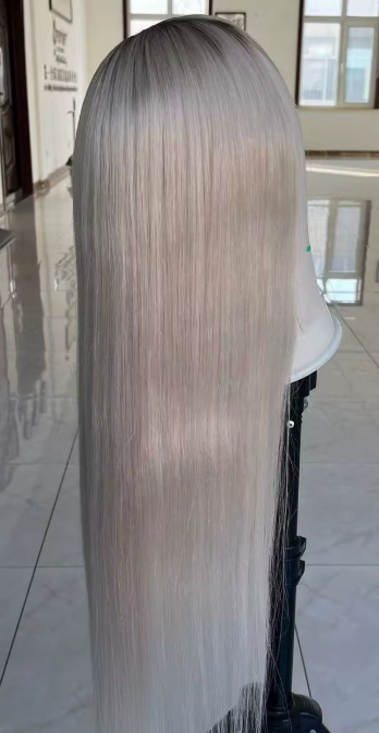 Miranda Rooted White Blonde Grade 12A 100% European Virgin Human Hair Silk Base