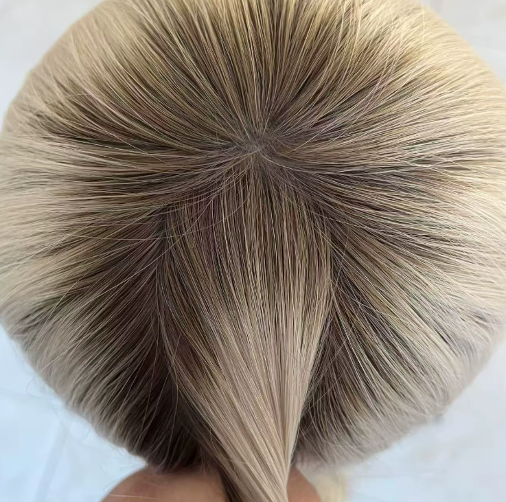 Miranda Rooted White Blonde Grade 12A 100% European Virgin Human Hair Silk Base