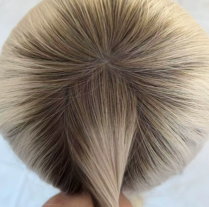 Miranda Rooted White Blonde Grade 12A 100% European Virgin Human Hair Silk Base