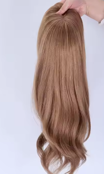 Debbie 7x8" Light Brown 12A Grade Cuticle Aligned 100% European Virgin Remy Hair Silk Weft Topper