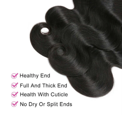 Indian Virgin Human Hair Body Wave A Lace Closure With 3 Bundles Deal