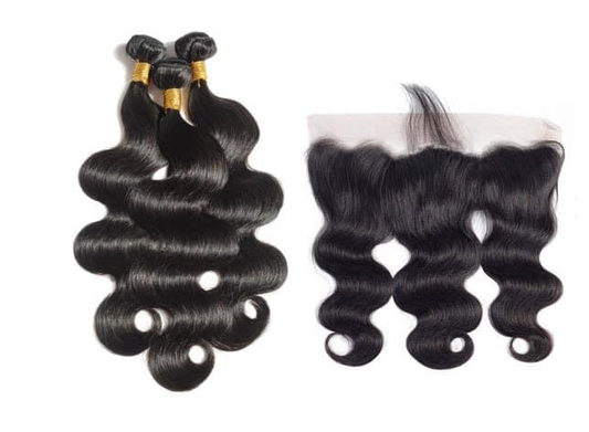 Indian Virgin Hair Body Wave A Lace Frontal With 3 Bundles Deal