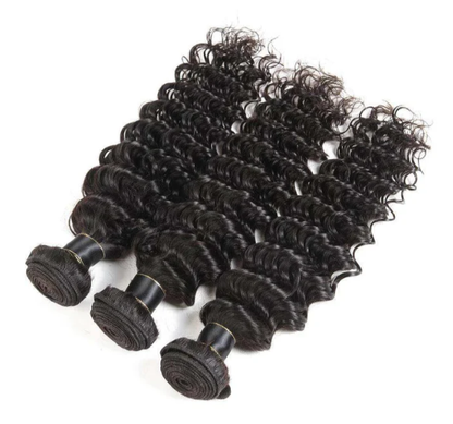 Indian Virgin Human Hair Deep Wave A Lace Closure With 3 Bundles Deal