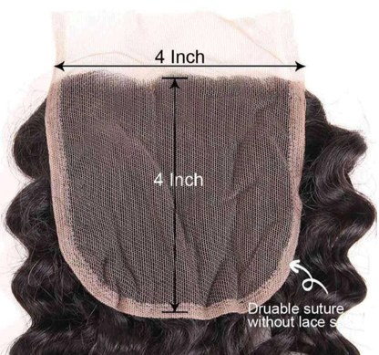 Indian Virgin Human Hair Deep Wave A Lace Closure With 3 Bundles Deal
