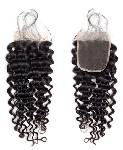 4×4 inches Lace Closures, Deep Wave Indian Remy Human Hair