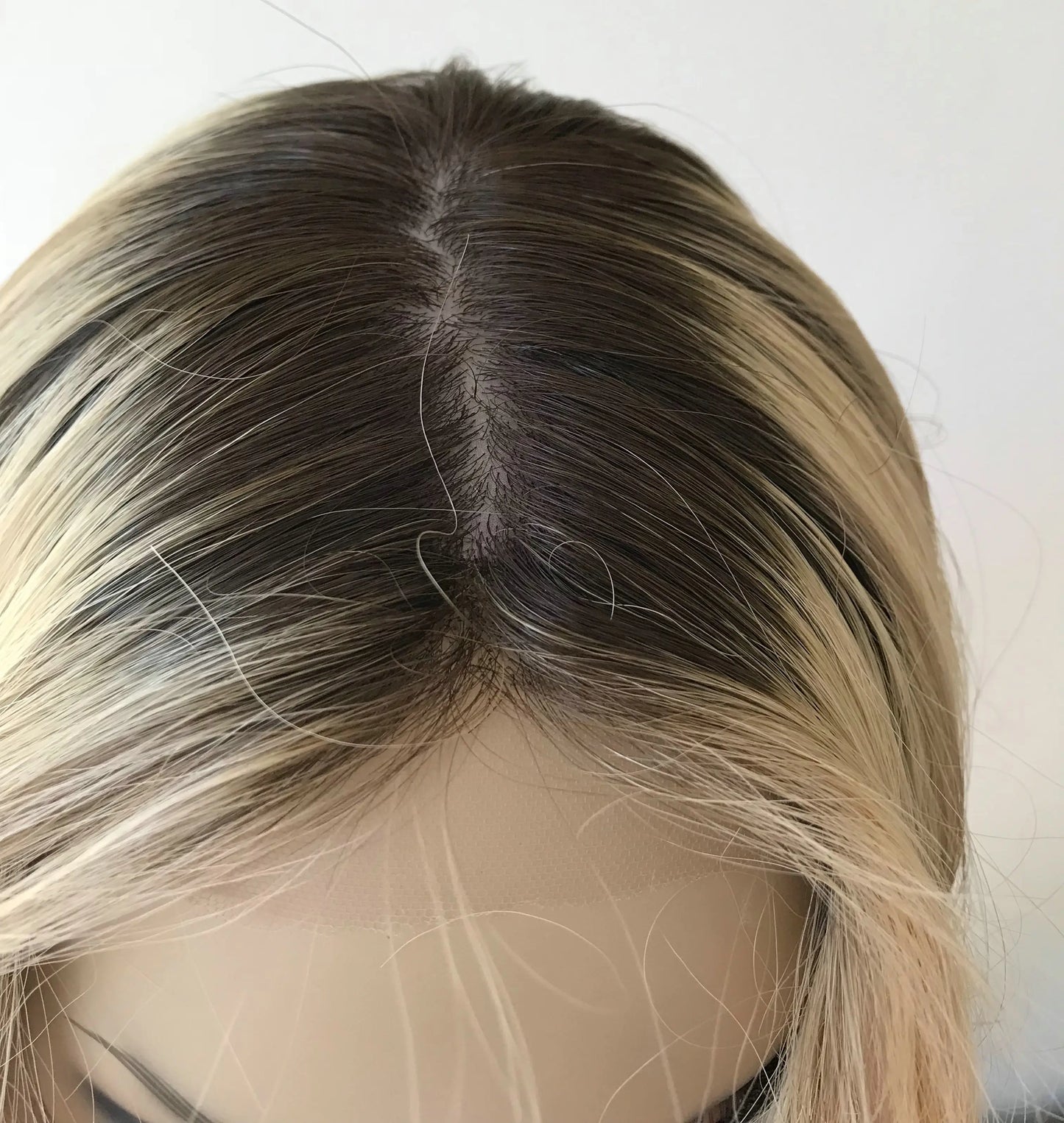 Silk Top Invisible Knots Brazilian Virgin Hair Brown Roots Blonde 360 Lace Front Wig