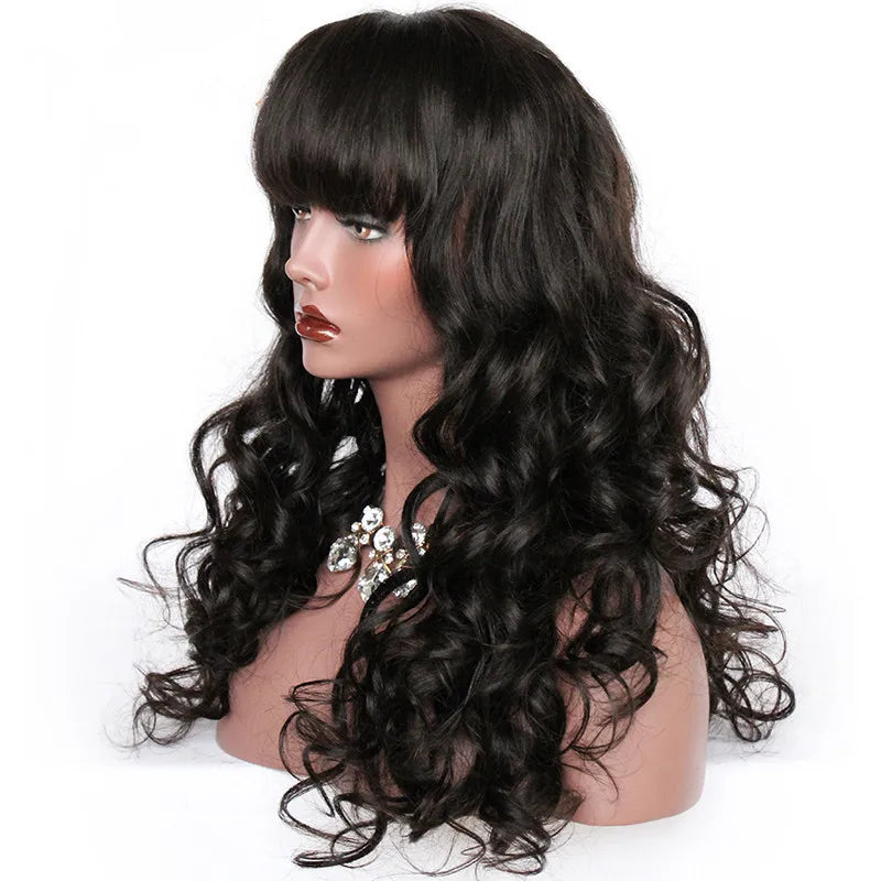 Shaunie Wavy Grade 12A 100% Indian Remy Hair Glueless Full Lace Wig With Full Bangs