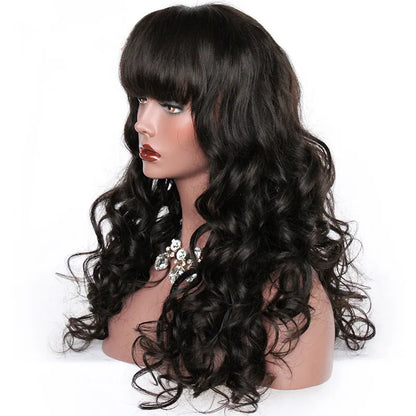Shaunie Wavy Grade 12A 100% Indian Remy Hair Glueless Full Lace Wig With Full Bangs