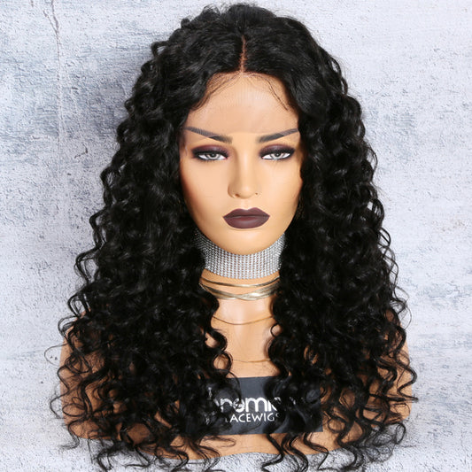BRANDY 150% density 18 inch long curly Indian hair 360 lace front wig for women