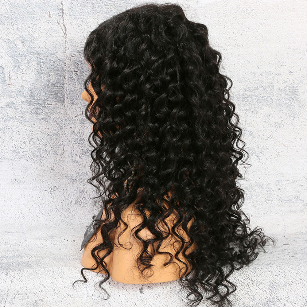 BRANDY 150% density 18 inch long curly Indian hair 360 lace front wig for women