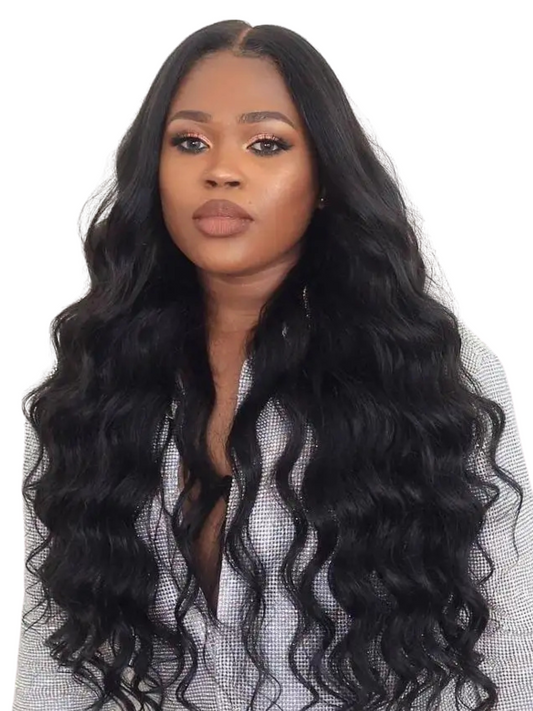 MIAMI 180% Heavy Density Peakmill Style Gorgeous Long Wavy Indian Remy Hair 4.5" Deep Middle Part 360 Lace Wig