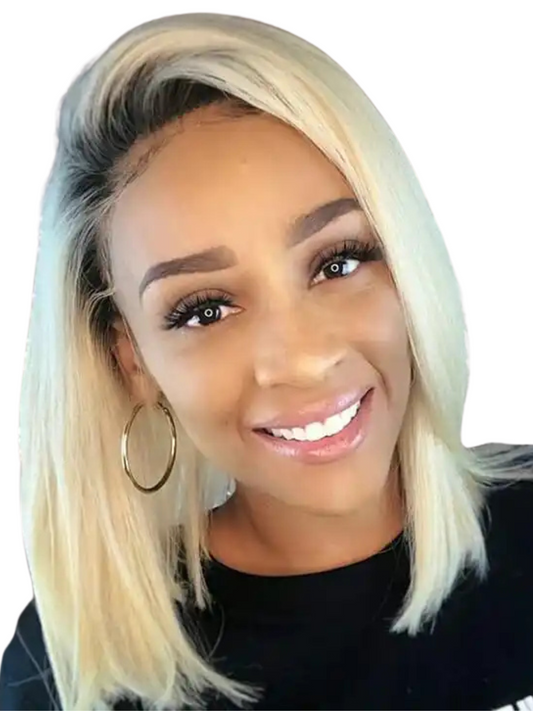 PARKER Bob 613 Blonde dark roots 100% Virgin Cambodian Remy Human Hair