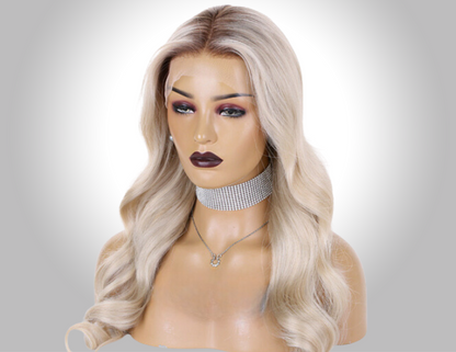 CHRISTI Platinum Blonde Hair 13"×4" Lace Front Wigs Body Wave 100% Human Hair,Pre-plucked hairline,Removable elastic band