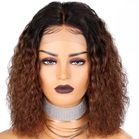 BRENDA Natural Brown Ombre Bob Pre-Bleached Pre-Plucked Hairline  100% Brazillian Remy Hair