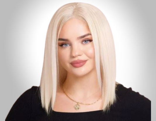 JENNY White Blonde  BOB Wig Transparent HD Lace Front 100% European Virgin Remy Hair Wig