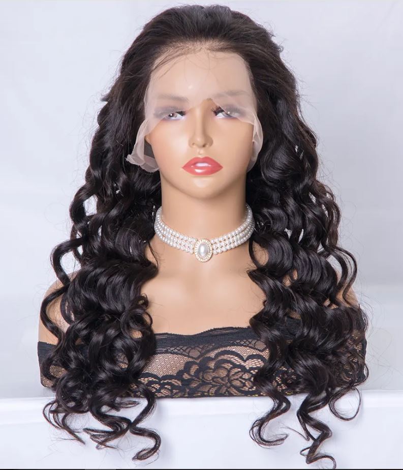 EVELYN  100% European Virgin Remy Hair Curly Natural Black Full Lace Wig