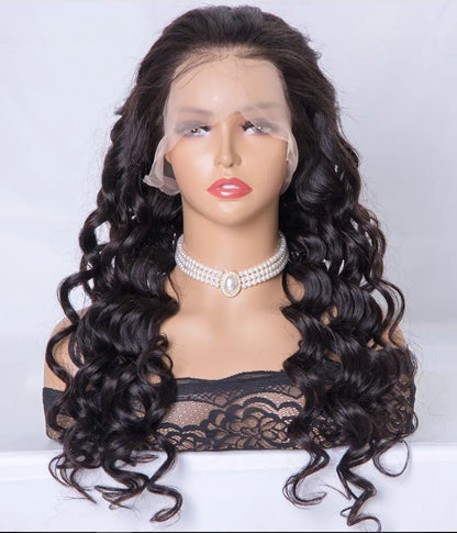 EVELYN  100% European Virgin Remy Hair Curly Natural Black Full Lace Wig
