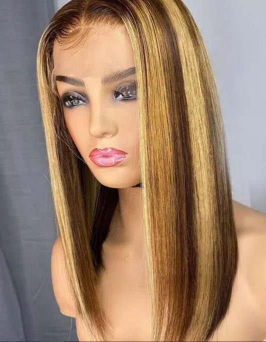 JENNIFER Virgin Hair Ombre Blonde Color Short Human Hair Cut Hd Lace Front Bob Wig