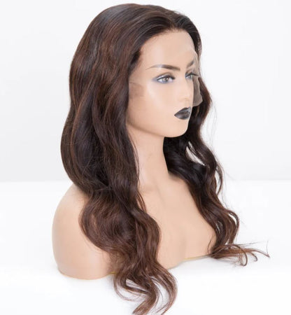 SASHA 100% Virgin European Hair  Grade 12A Dark Brown Balayage Lace Front Slight Wave