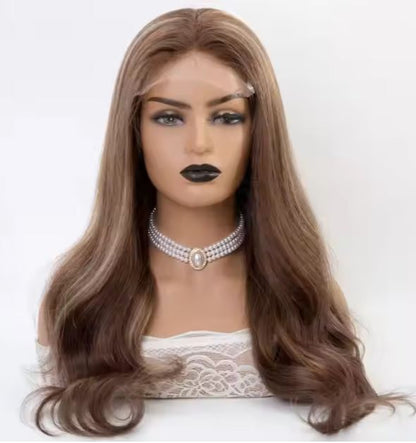 Brown Balayage medical wig premium virgin european human hair silk top
