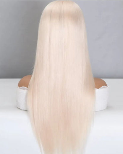 ANYA  Platinum blonde 12A Grade Top Quality Virgin European Remy Hair Luxe Cap Silk Top Lace Front Medical Wig