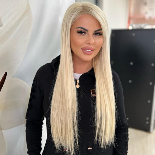 KYLIE Grade 8A 100% European virgin hair  HD Transparent Lace Front Wig 613 Blonde