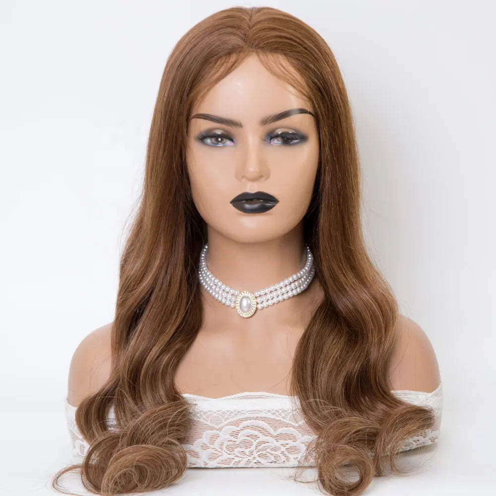 ull hand tied medical wig brown balayage color wave virgin hair luxe