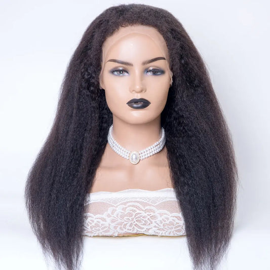 JADA  kinky straight with fashion 4C edge textured baby hairline virgin human remy hair Lace top wig