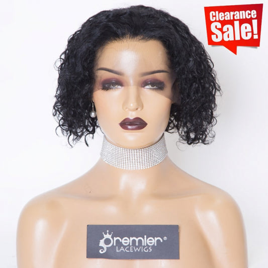 Clearance Sale Extra $30 Off 13"×1" Lace Front Wig Pixie Cut Short Curly Hair 1# 150% Large Size