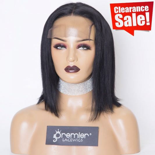 Clearance Sale Extra $30 Off T Part Lace Front Wig Bob Style Silky Straight Hair 1# 12" 150% Medium Size