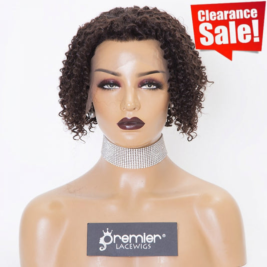 Clearance Sale Extra $30 Off Lace Front Wig Kinky Curly Hair Bob Style 2# 10" 150% Medium Size