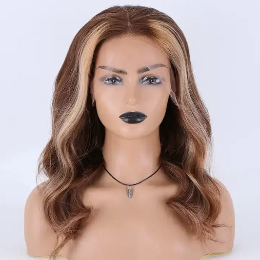 ALLESANDRA ombre brown balayage curly topper wig human hair topper wig 13*6'' HD Swiss Lace Front