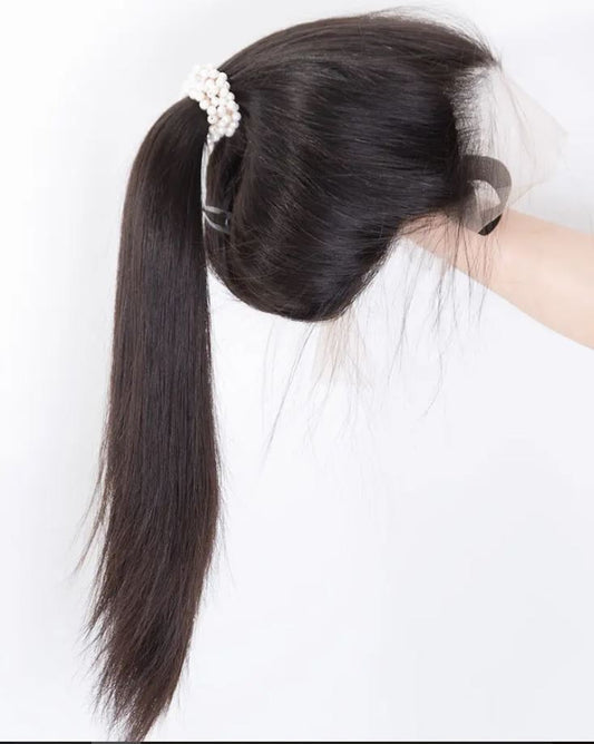 SURI Luxury Ponytail Human Hair 18 Inches Single Knots HD Lace