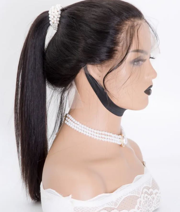 SURI Luxury Ponytail Human Hair 18 Inches Single Knots HD Lace