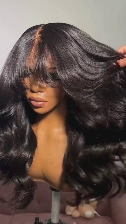 JASMINE Yaki Texture Full Hand tied human hair  with bangs