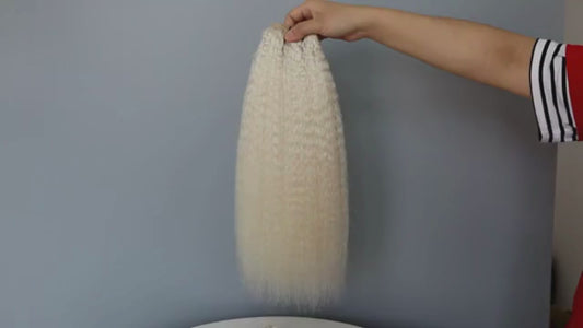 [Grade A+] European Virgin Hair Weaves White Blonde Kinky Straight Hair Bundles