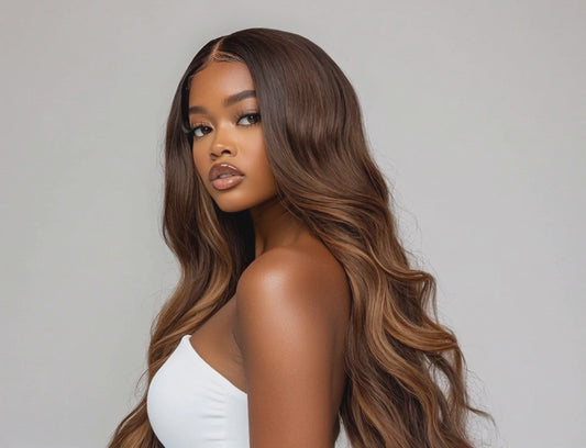 STACEY Rooted blonde #27 color wavy texture human remy hair lace front wig